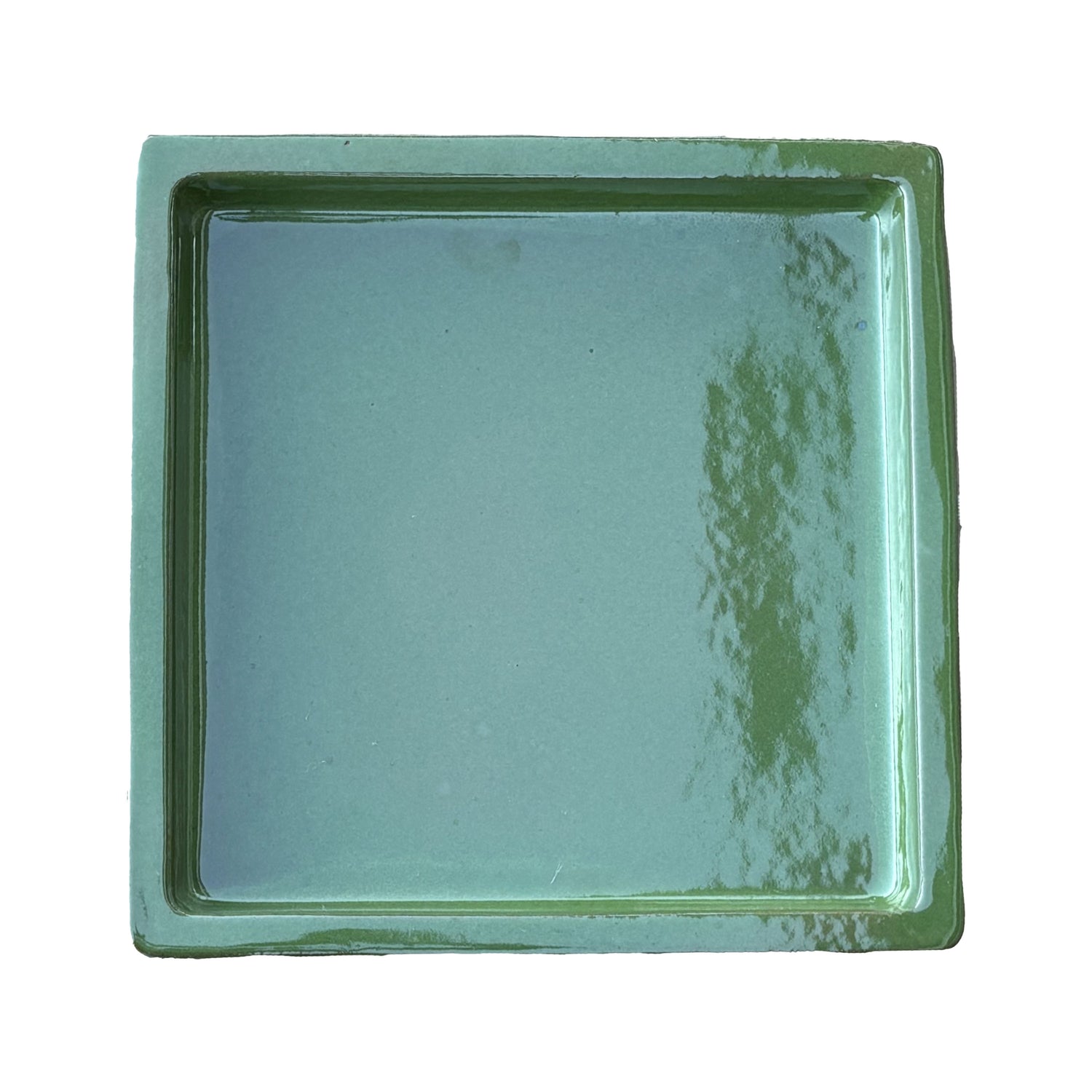 Square Atomic Green Ceramic Clay Plant Saucer