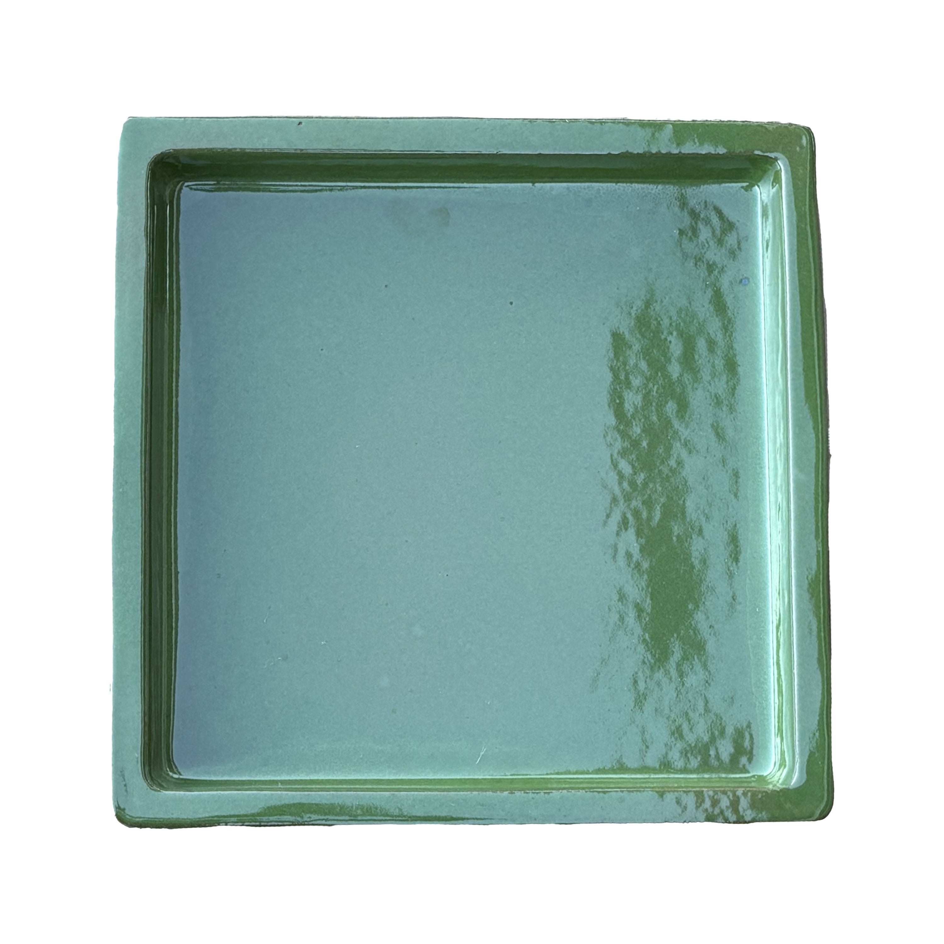 Square Atomic Green Ceramic Clay Plant Saucer