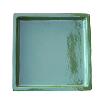 Square Atomic Green Ceramic Clay Plant Saucer