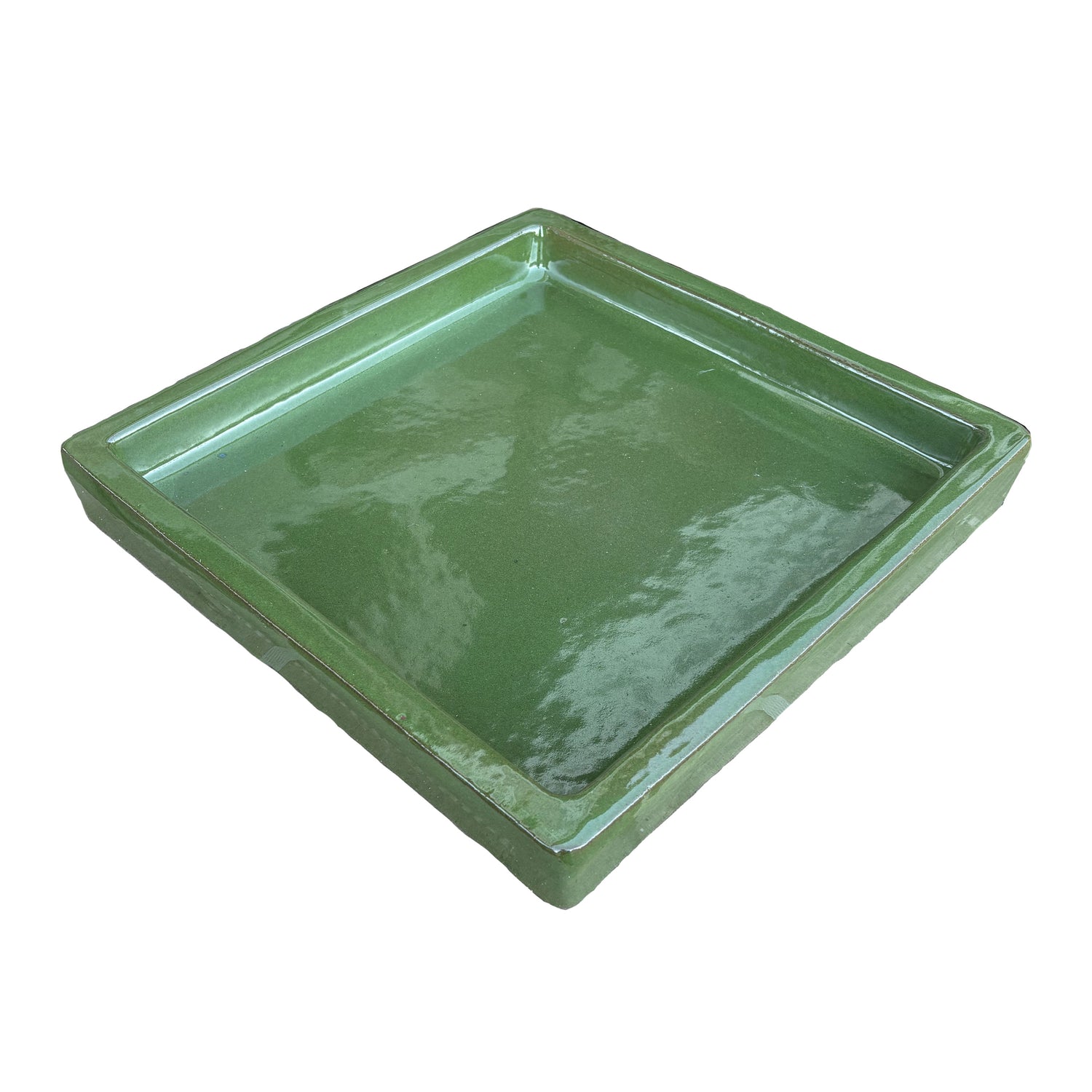 Square Atomic Green Ceramic Clay Plant Saucer