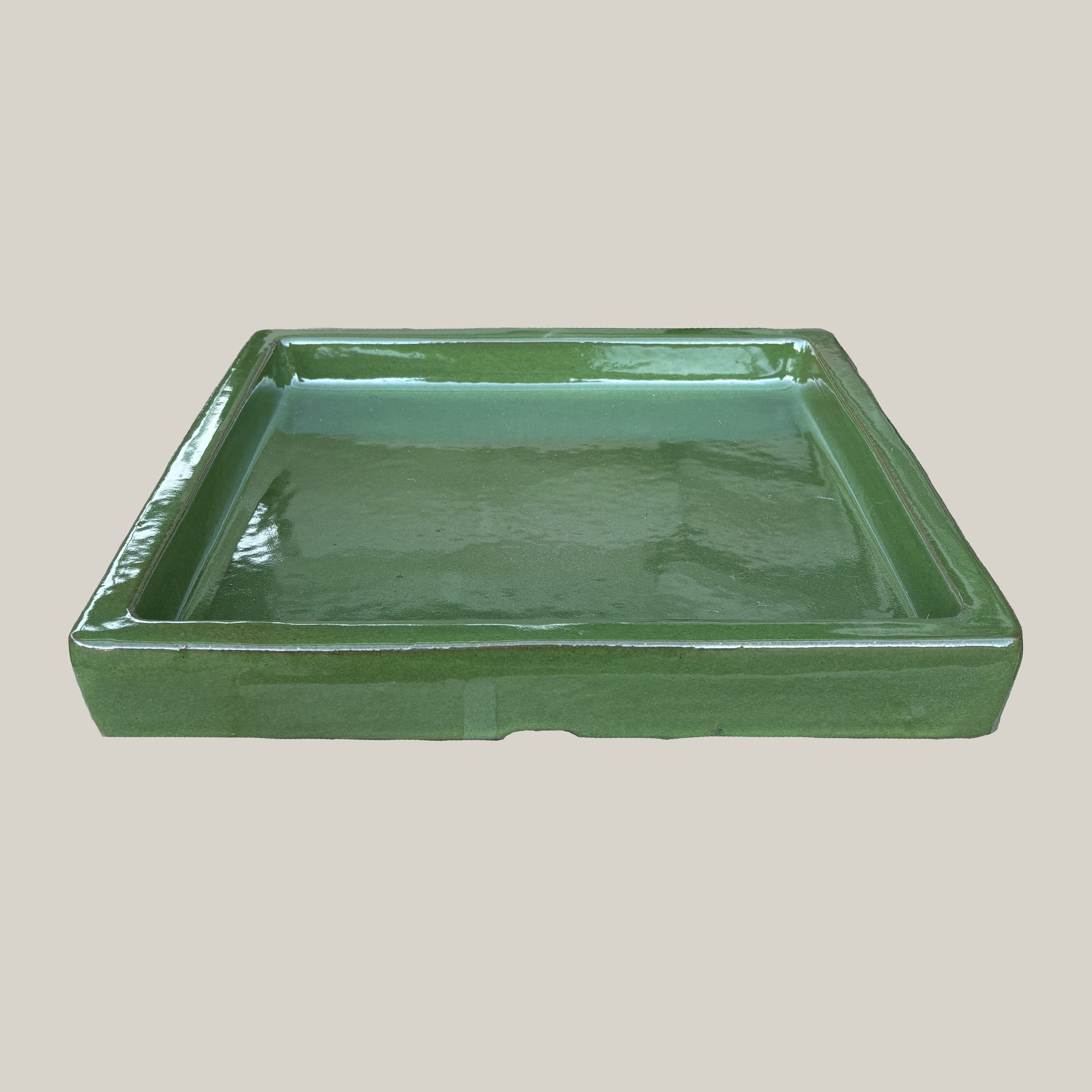 3127L39FS- Square | Atomic Green Ceramic Plant Saucer| High Fired Ecofriendly Clay - Sizes 10"-15"