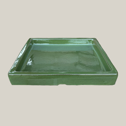 3127L39FS- Square | Atomic Green Ceramic Plant Saucer| High Fired Ecofriendly Clay - Sizes 10"-15"