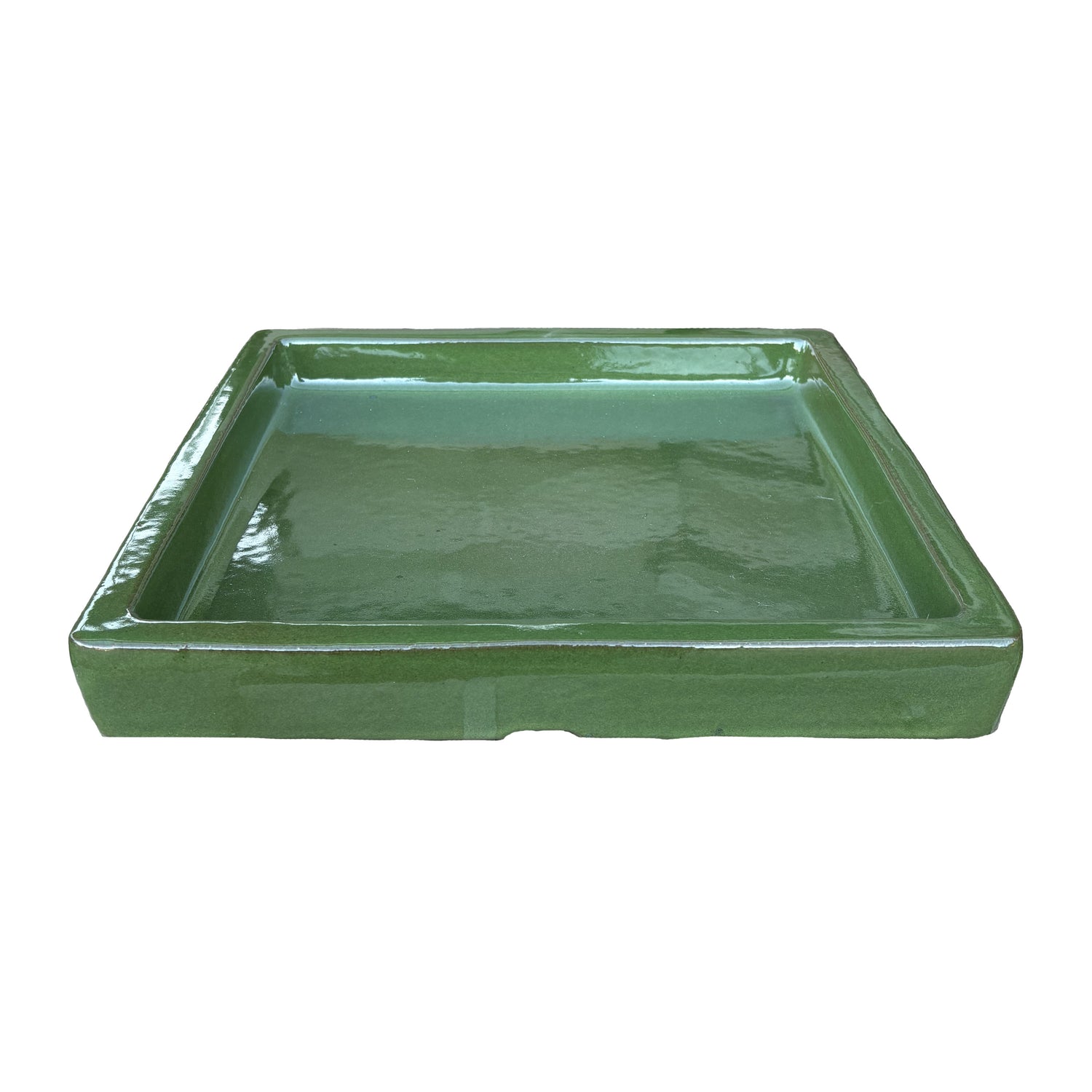 Square Atomic Green Ceramic Clay Plant Saucer
