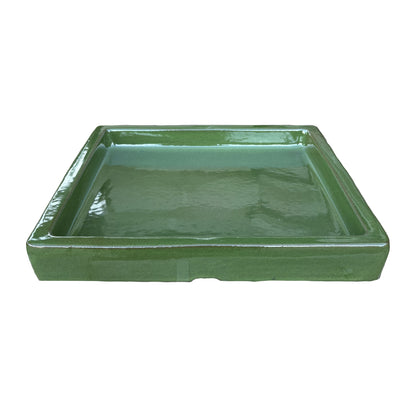 Square Atomic Green Ceramic Clay Plant Saucer