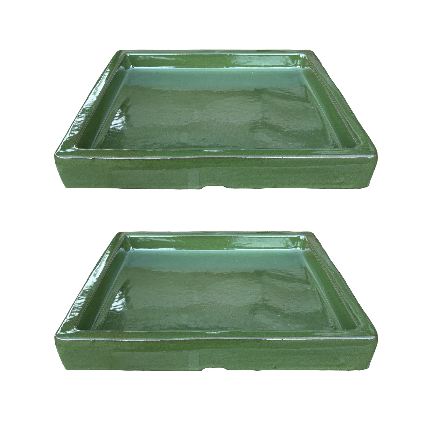 Square Atomic Green Ceramic Clay Plant Saucer