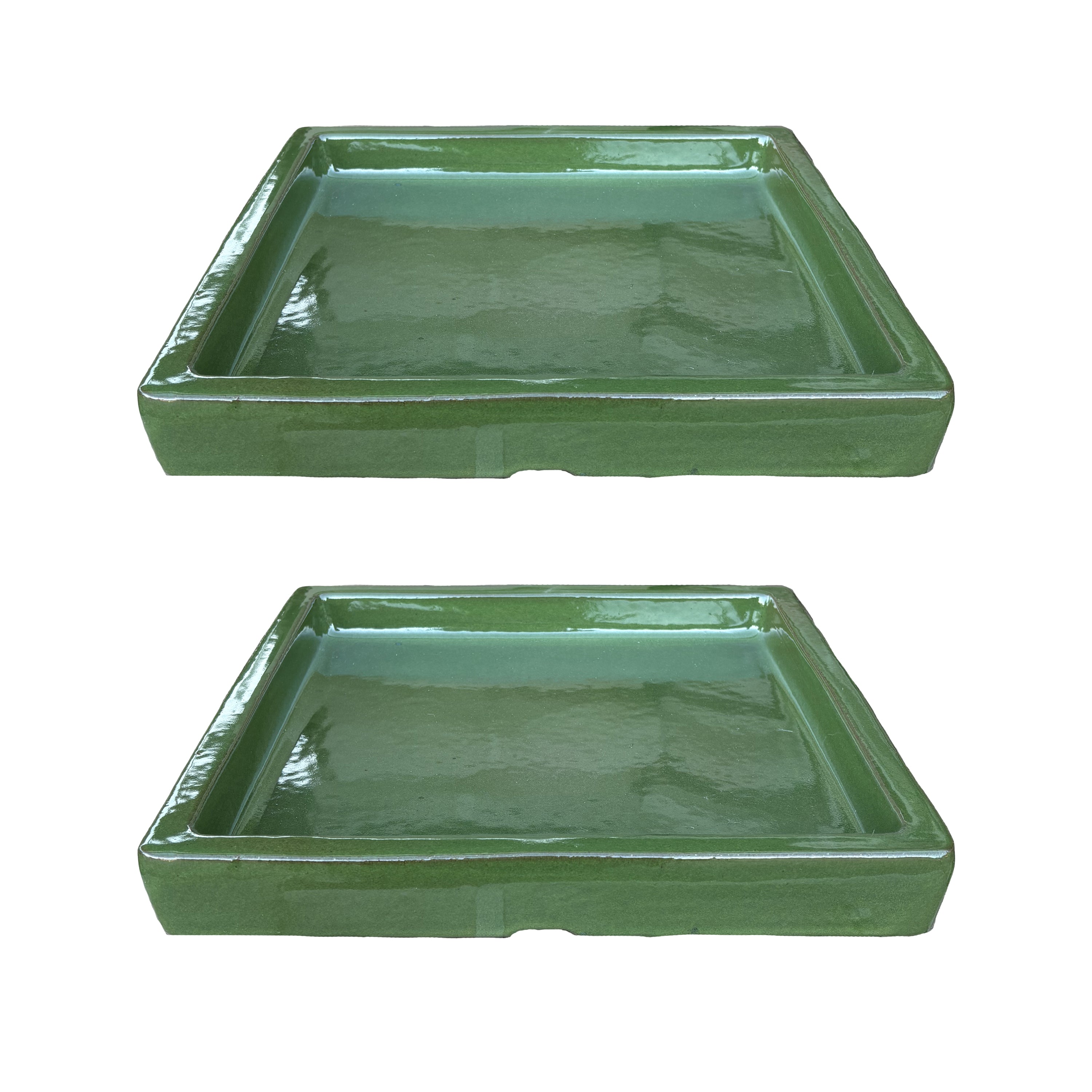 Square Atomic Green Ceramic Clay Plant Saucer