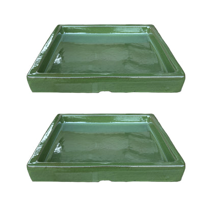 Square Atomic Green Ceramic Clay Plant Saucer