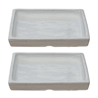 Square White Ceramic Clay Plant Saucer