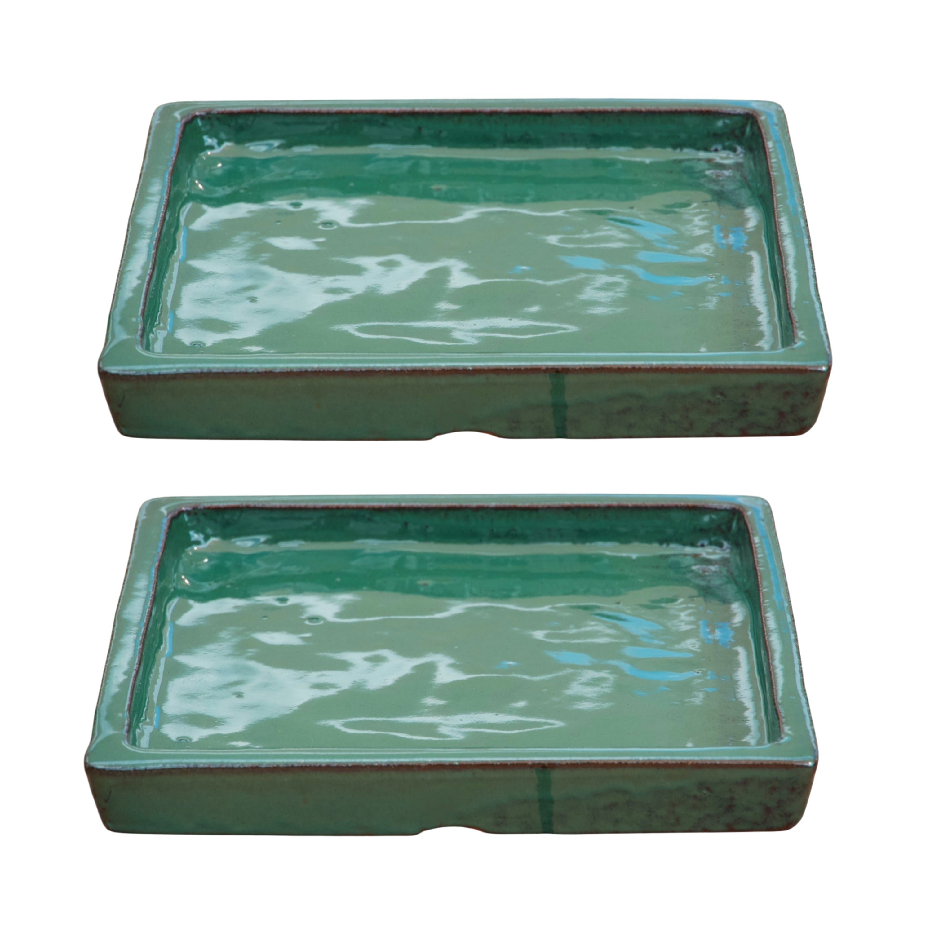 Square Jade Ceramic Clay Plant Saucer