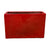Bright red glazed rectangular ceramic planter shown from a wide angled perspective, highlighting its bold color and elongated shape.