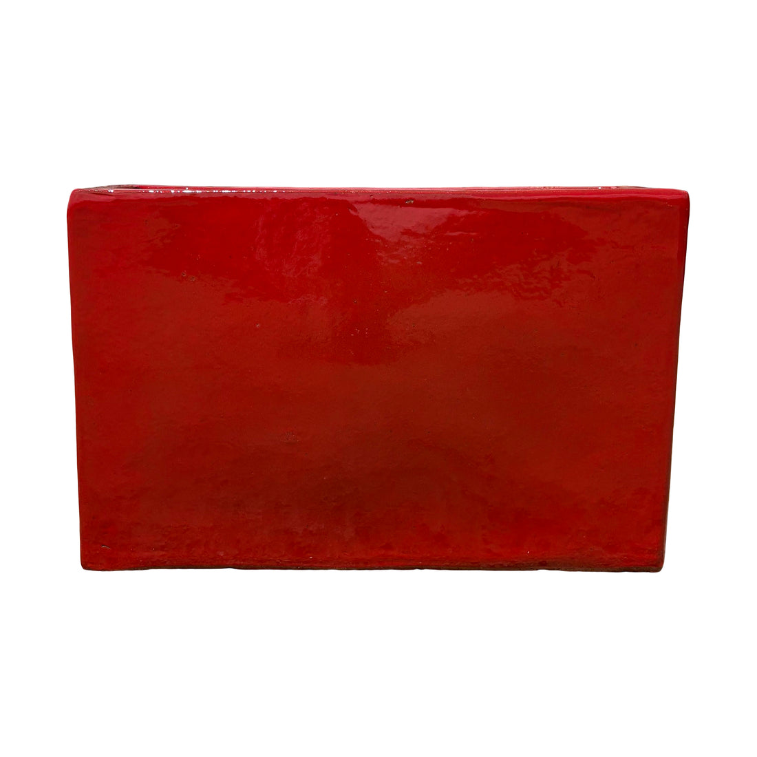 Bright Red Glazed Rectangular Ceramic Planter