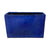 Falling blue glazed rectangular ceramic planter shown from a wide angled perspective, highlighting its elongated form and rich blue glaze.