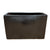 Matte black glazed rectangular ceramic planter shown from a wide angled perspective, highlighting its modern silhouette and sleek finish.
