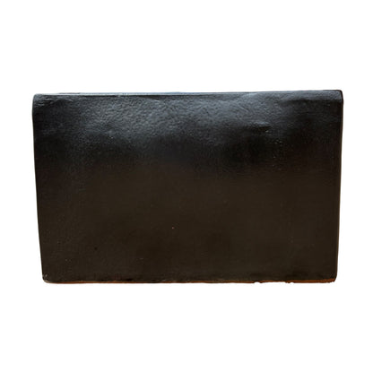 Matte black glazed rectangular ceramic planter shown from the front, featuring a clean rectangular form and smooth matte glaze.
