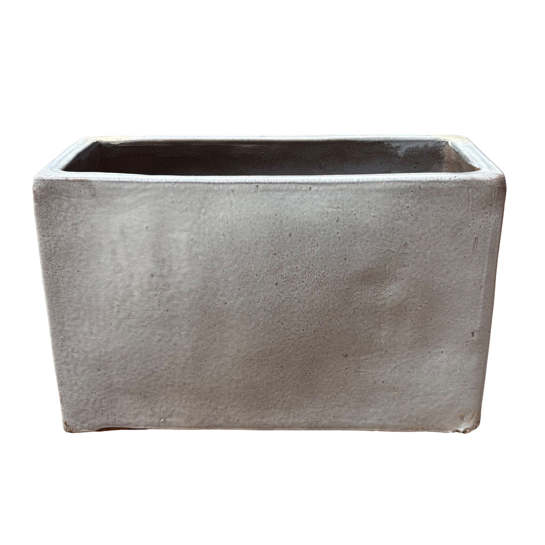 White Glazed Rectangular Ceramic Planter