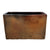 Oxide glazed rectangular ceramic planter shown from a wide angled perspective, highlighting its earthy tones and textured glossy finish.