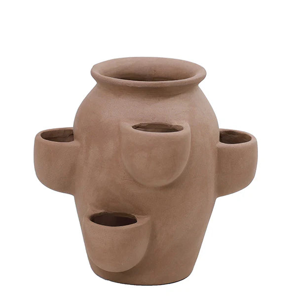 Graphite Clay Tall Herb Planter with Pockets