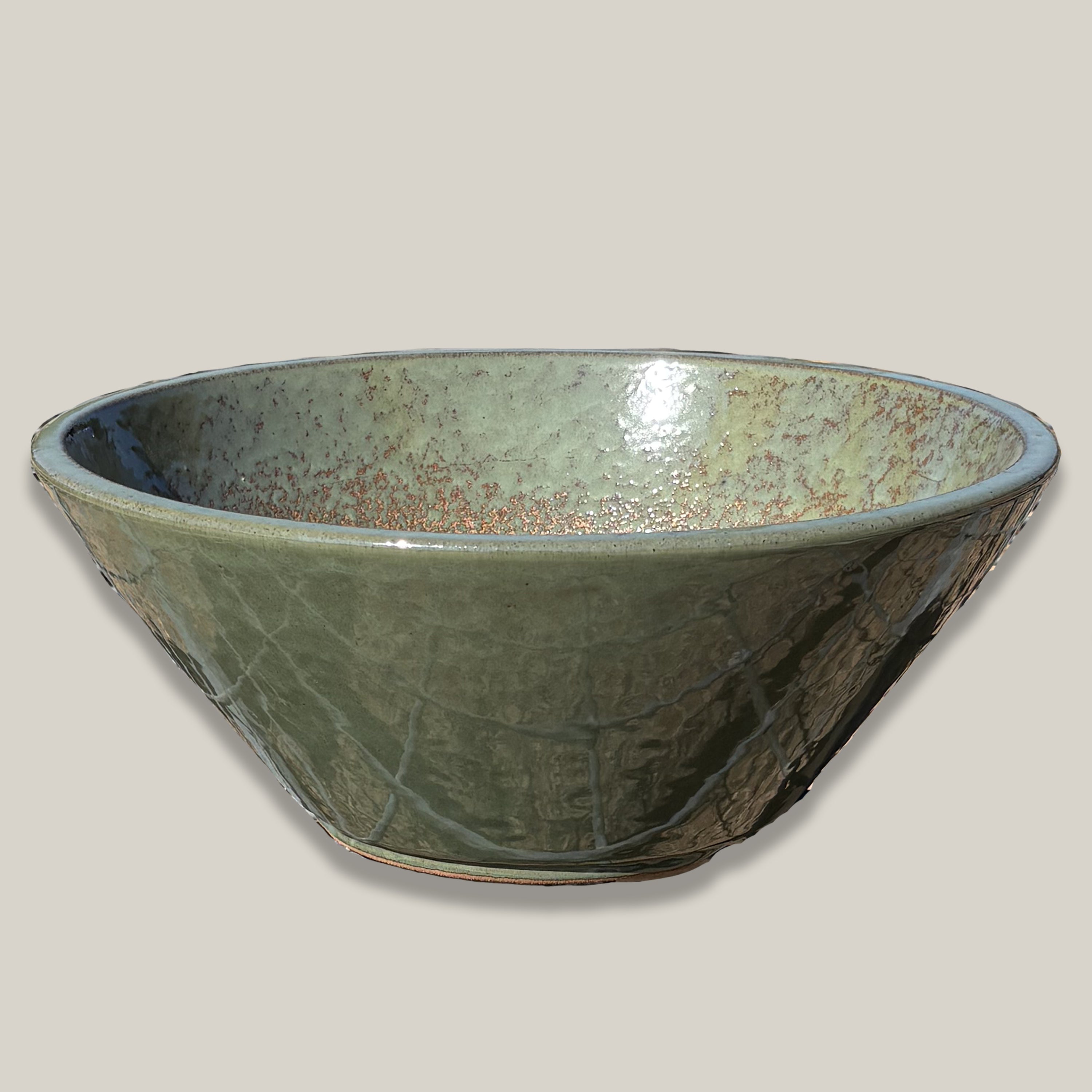 372L16FS - Green Cream Low Wide Planter-FREE SHIPPING