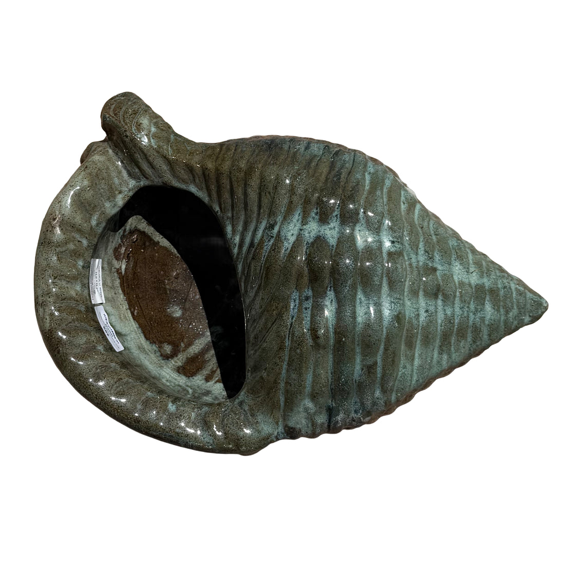 Top view of Moss Green ceramic fish accent highlighting the fish form and handcrafted ceramic detailing