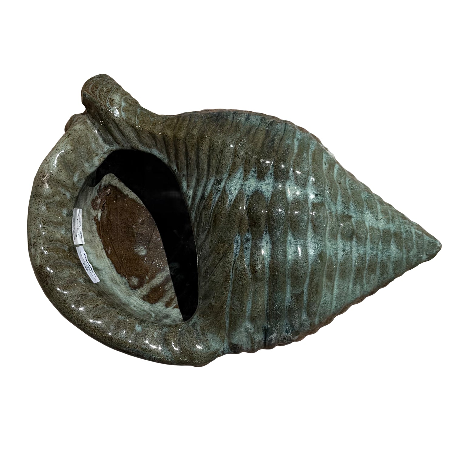 Top view of Moss Green ceramic fish accent highlighting the fish form and handcrafted ceramic detailing