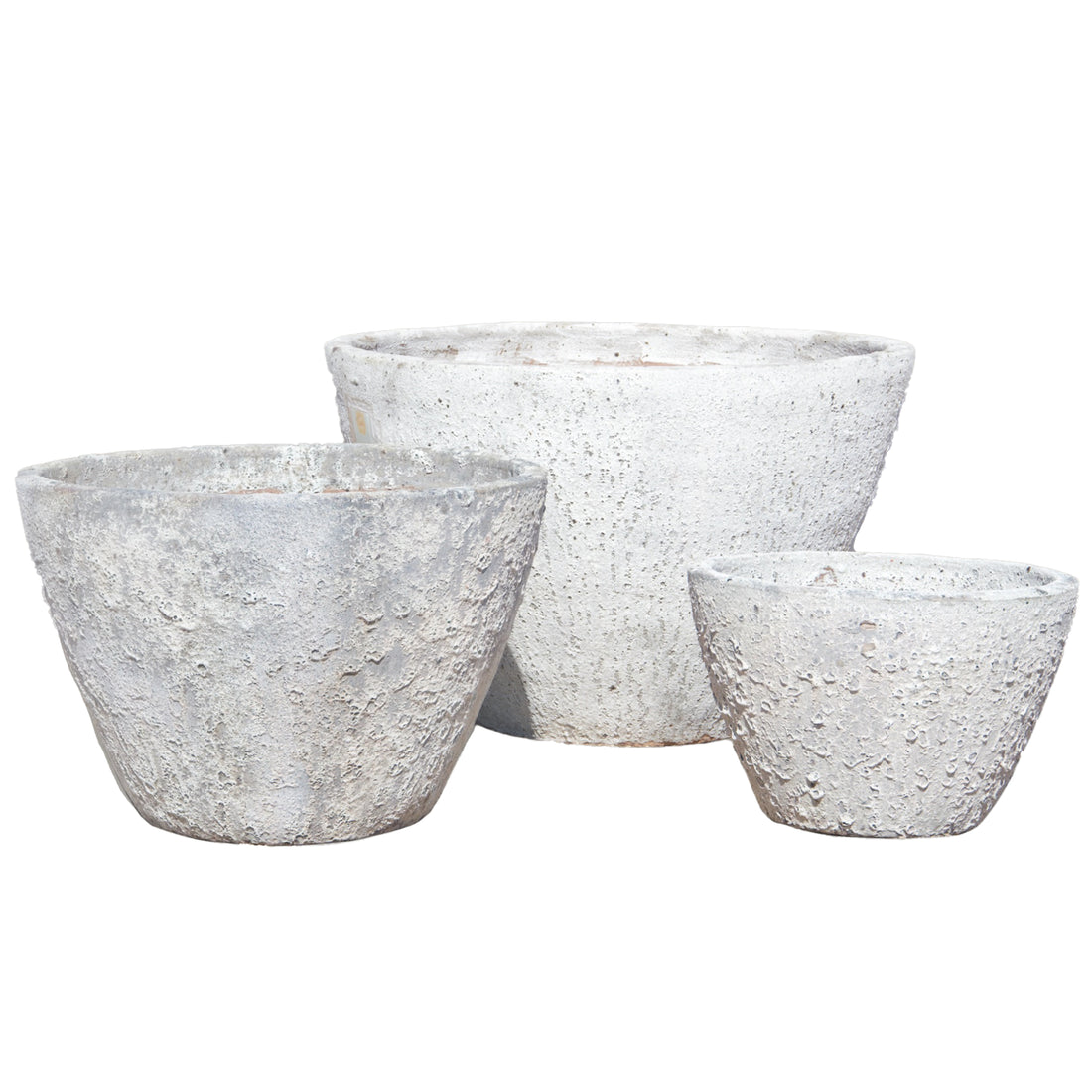602R9FS - Atlantis White Rustic Low Cone Ceramic Planter - FREE SHIPPING