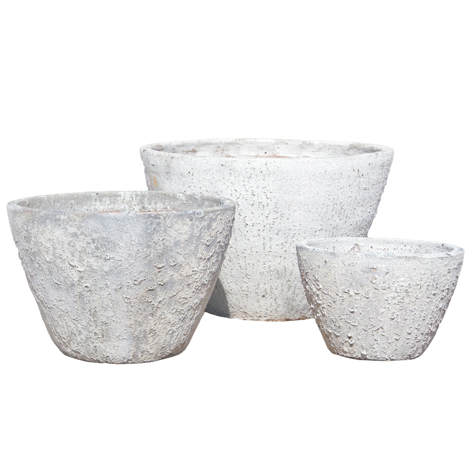 602R9FS - Atlantis White Rustic Low Cone Ceramic Planter - FREE SHIPPING