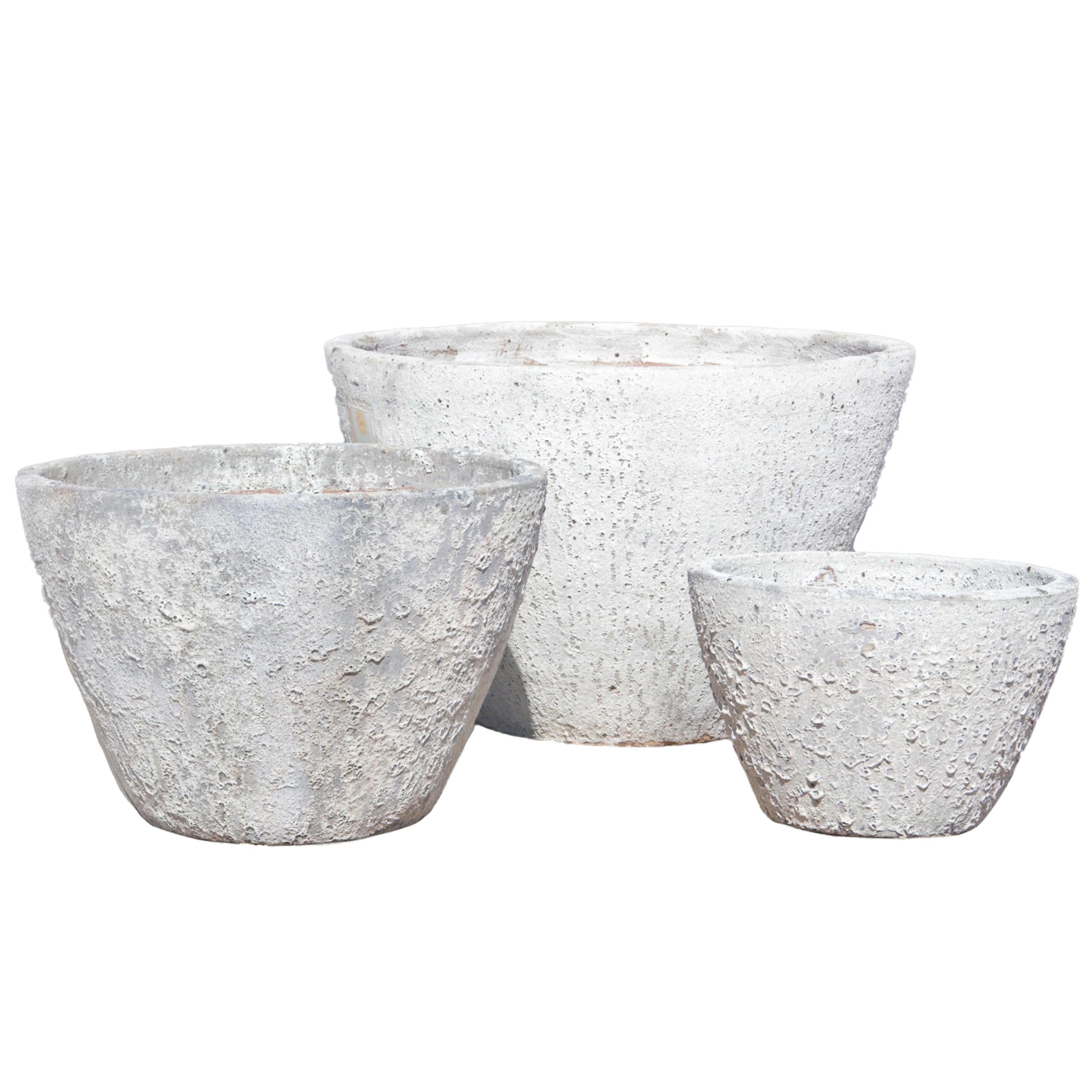 602R9FS - Atlantis White Rustic Low Cone Ceramic Planter - FREE SHIPPING