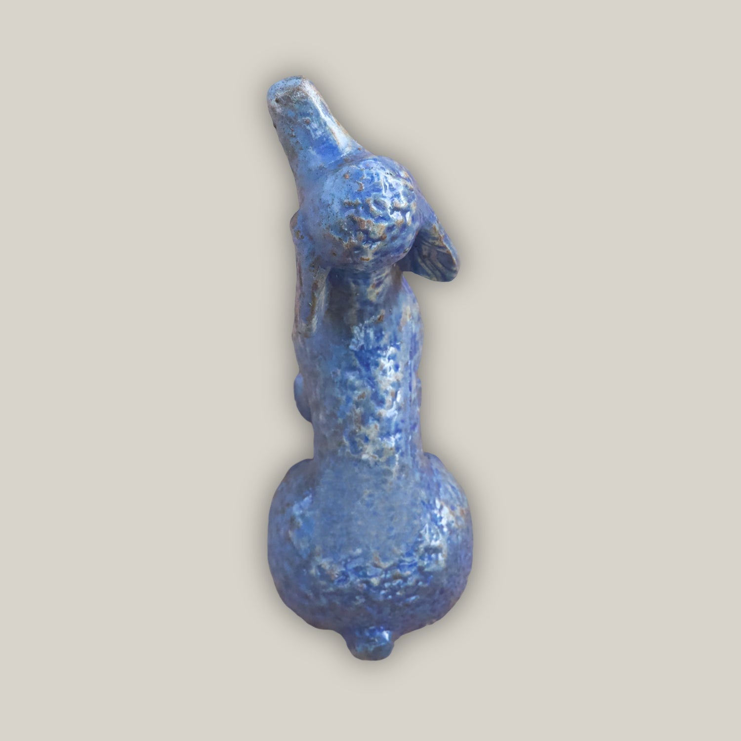 606R19 - Midnight Blue Long-Eared Dog Pottery Accent