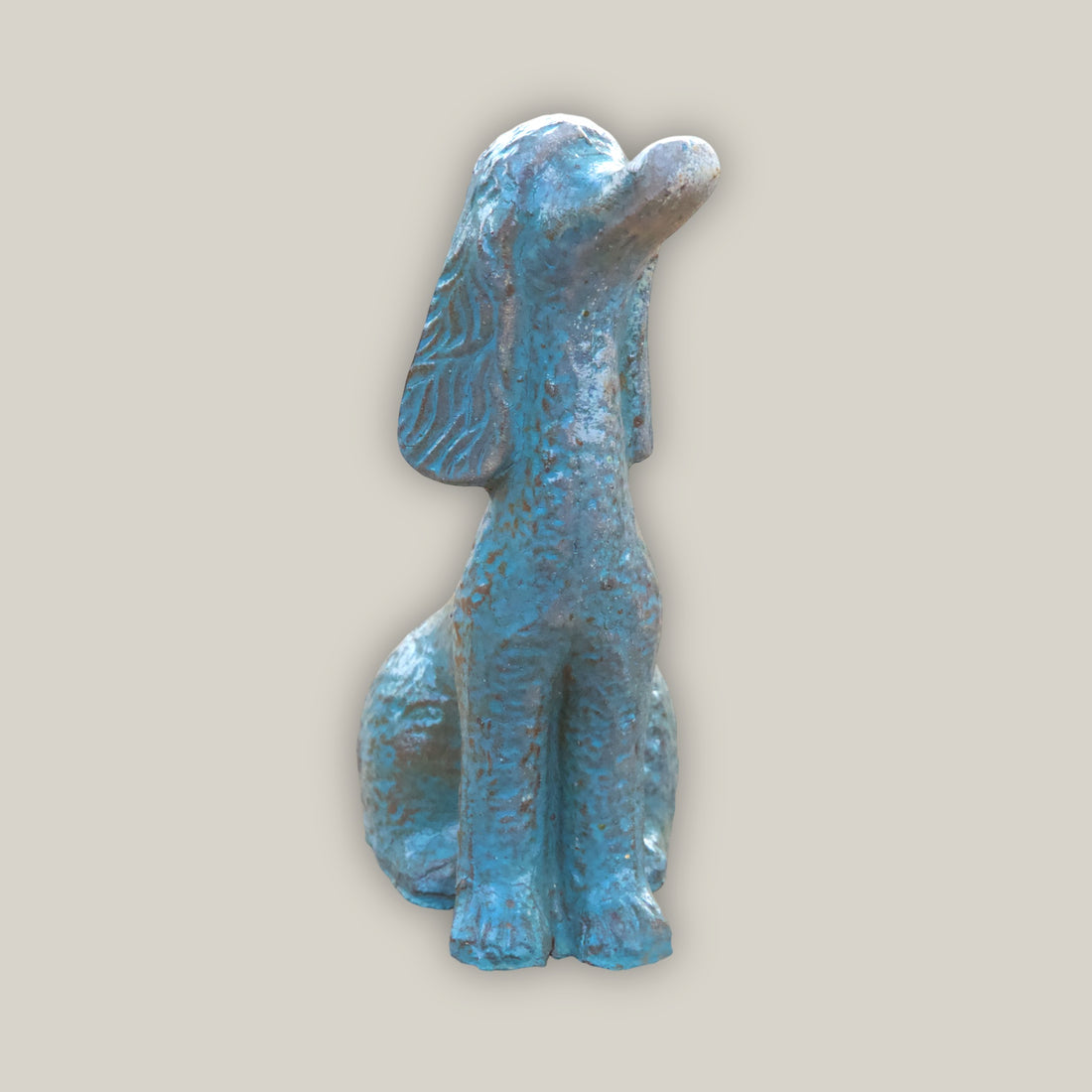 606R1A - Antique Aqua Long-Eared Dog Pottery Accent