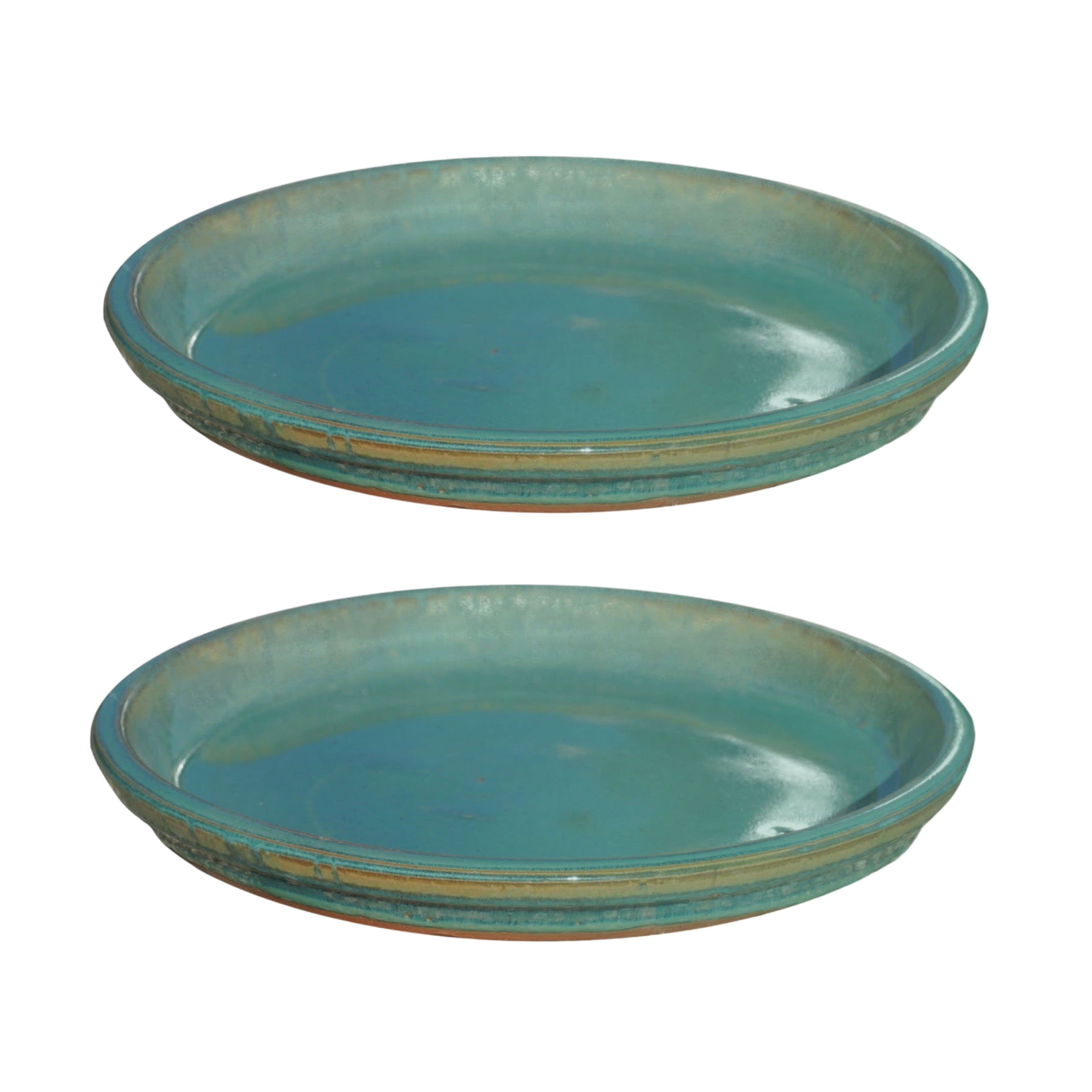 Round Turquoise Ceramic Plant Saucer