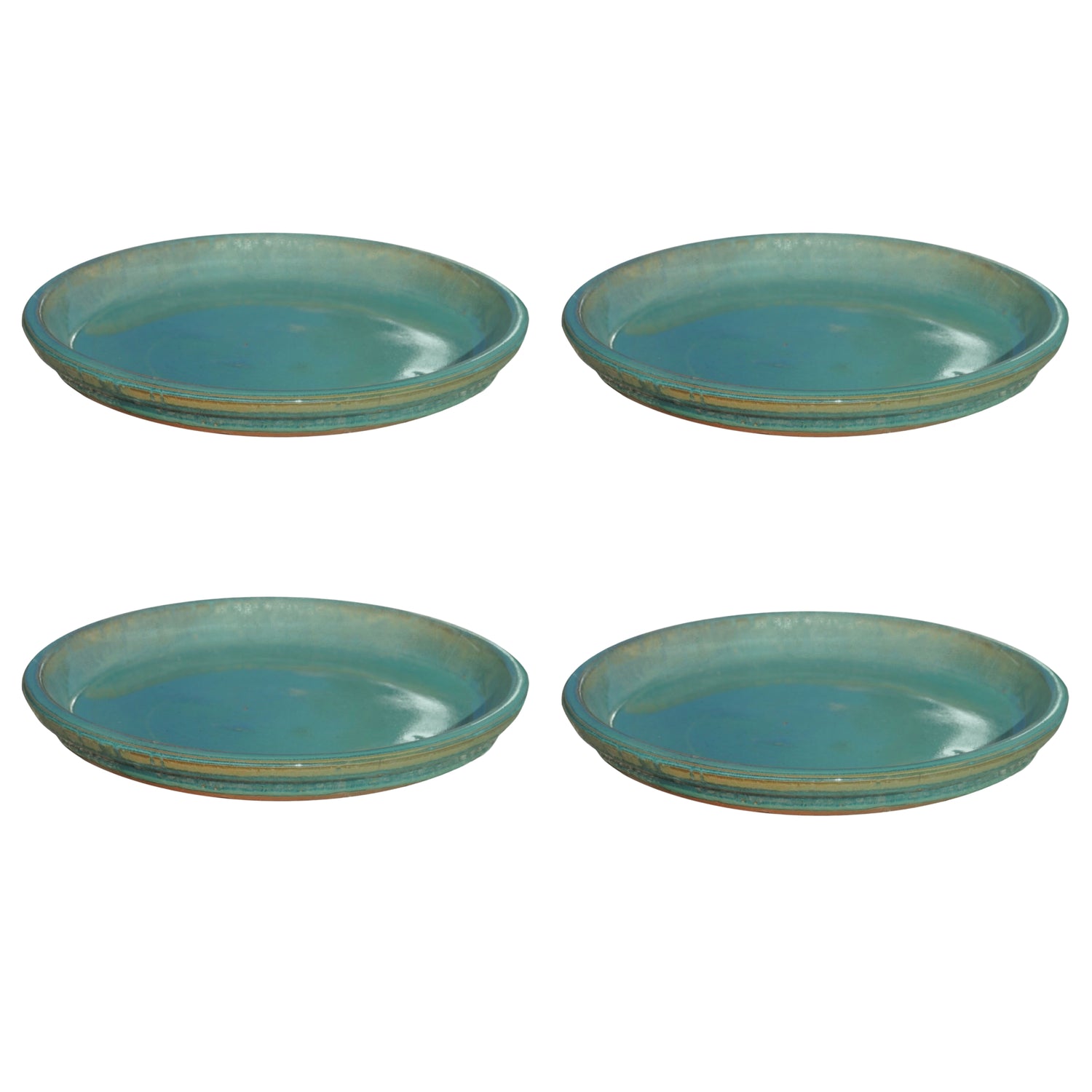 Round Turquoise Ceramic Plant Saucer