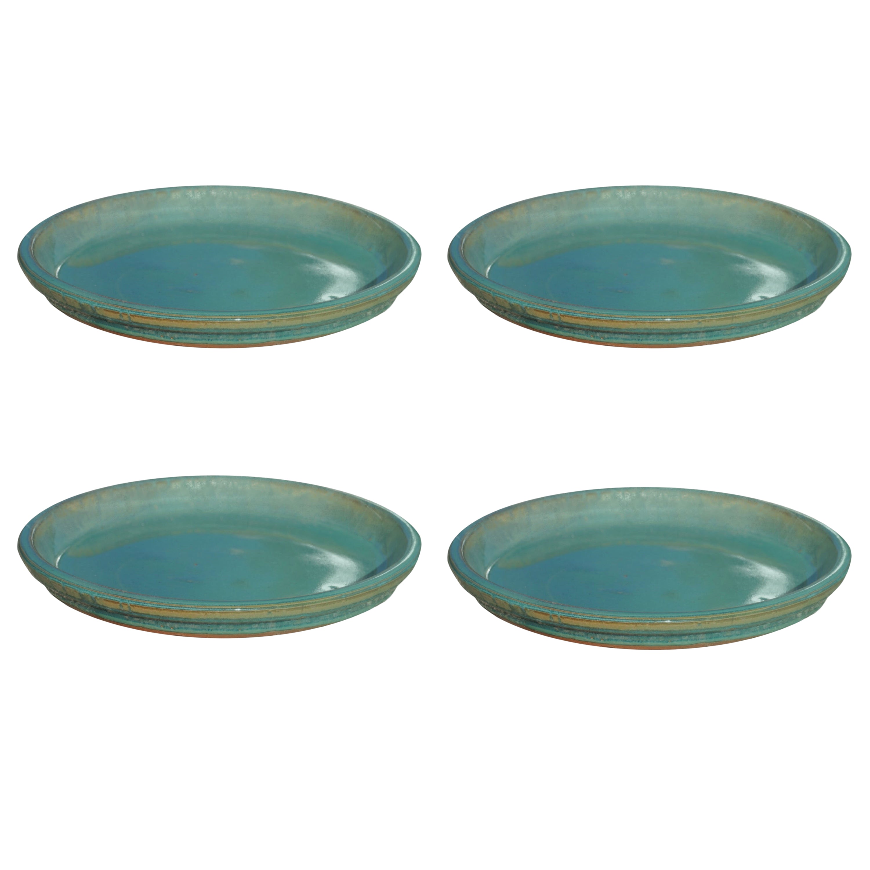 Round Turquoise Ceramic Plant Saucer