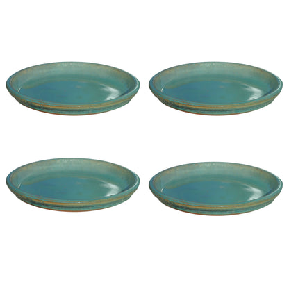 Round Turquoise Ceramic Plant Saucer