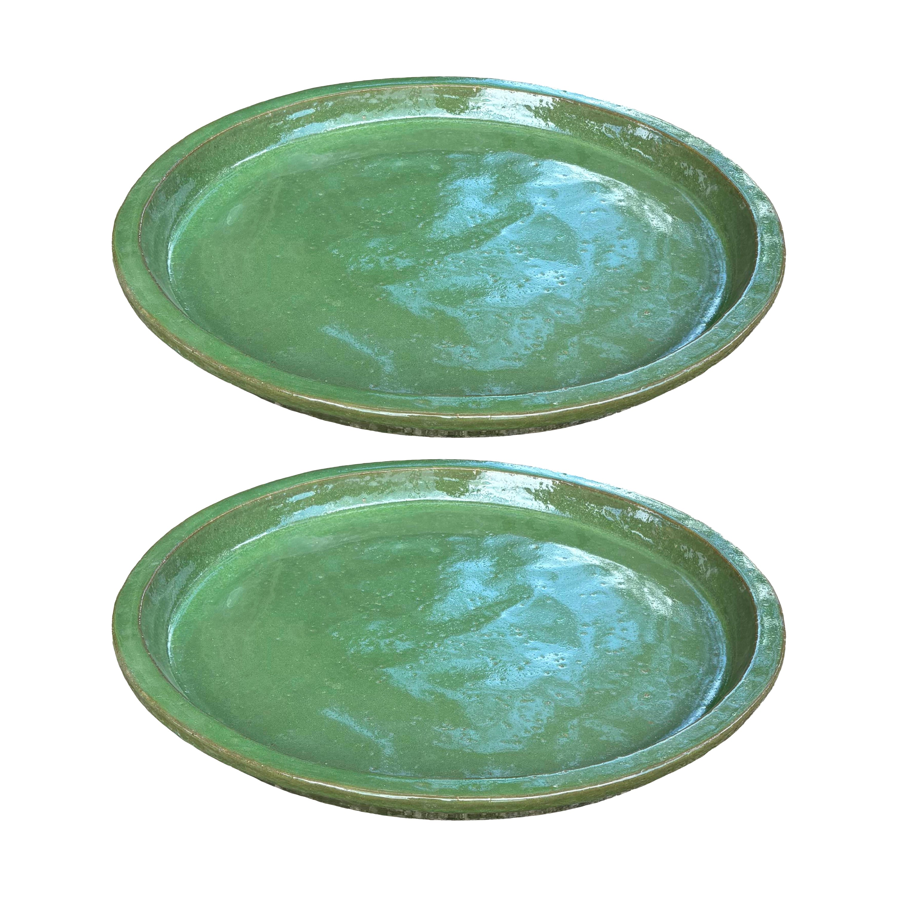 Round Green Avocado Ceramic Plant Saucer – additional view
