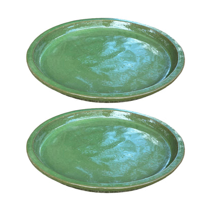 Round Green Avocado Ceramic Plant Saucer – additional view