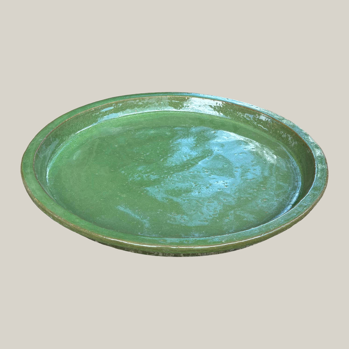Round Green Avocado Ceramic Clay Pot Saucer