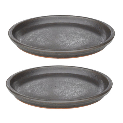 Round Matte Black Ceramic Plant Saucer