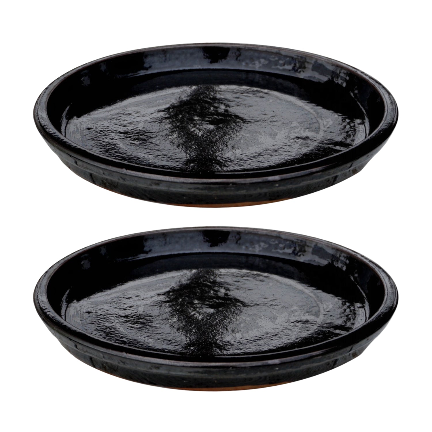 Round Shiny Black Ceramic Plant Saucer