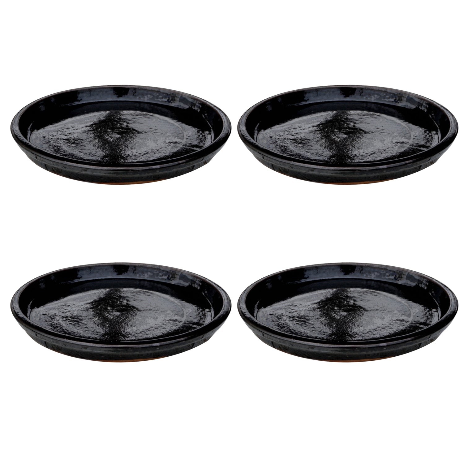 Round Shiny Black Ceramic Plant Saucer