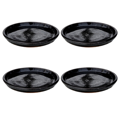 Round Shiny Black Ceramic Plant Saucer