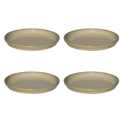 Round Yellow Cream Ceramic Plant Saucer