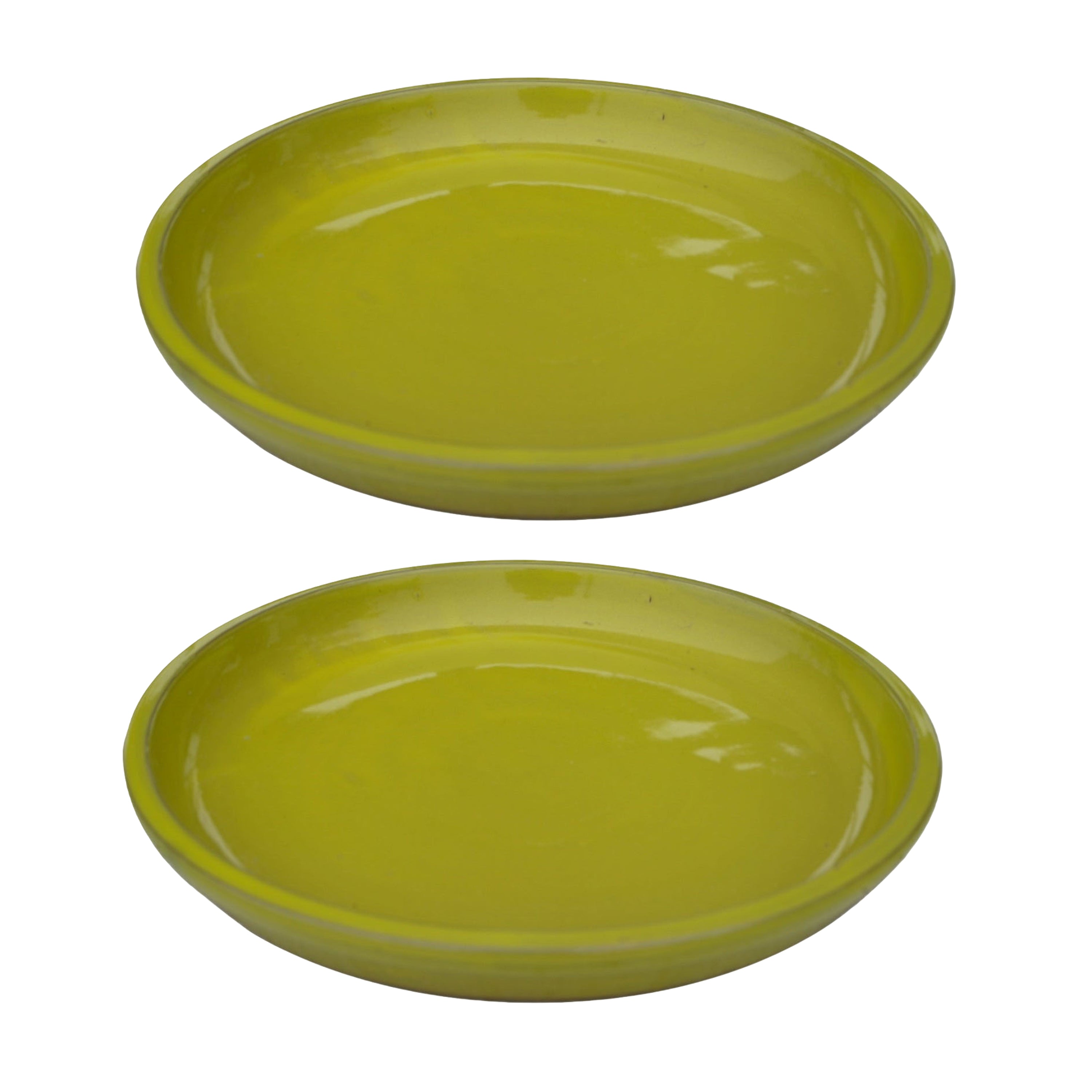 Round Yellow Ceramic Plant Saucer