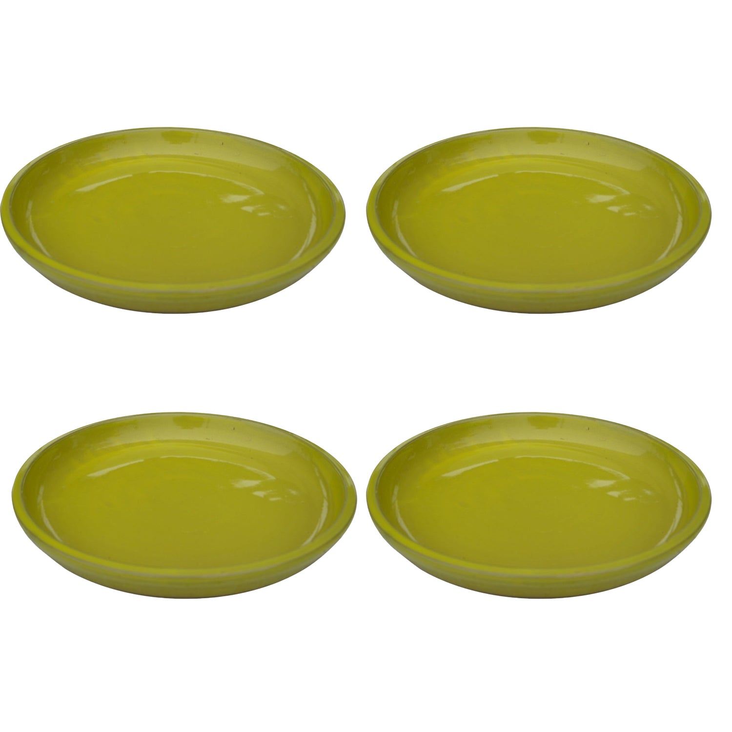 Round Yellow Ceramic Plant Saucer