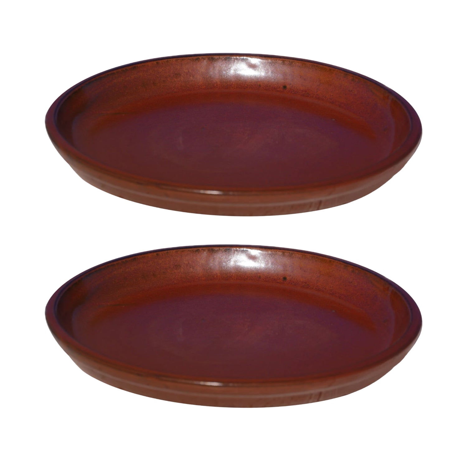 Round Copper Red Ceramic Plant Saucer