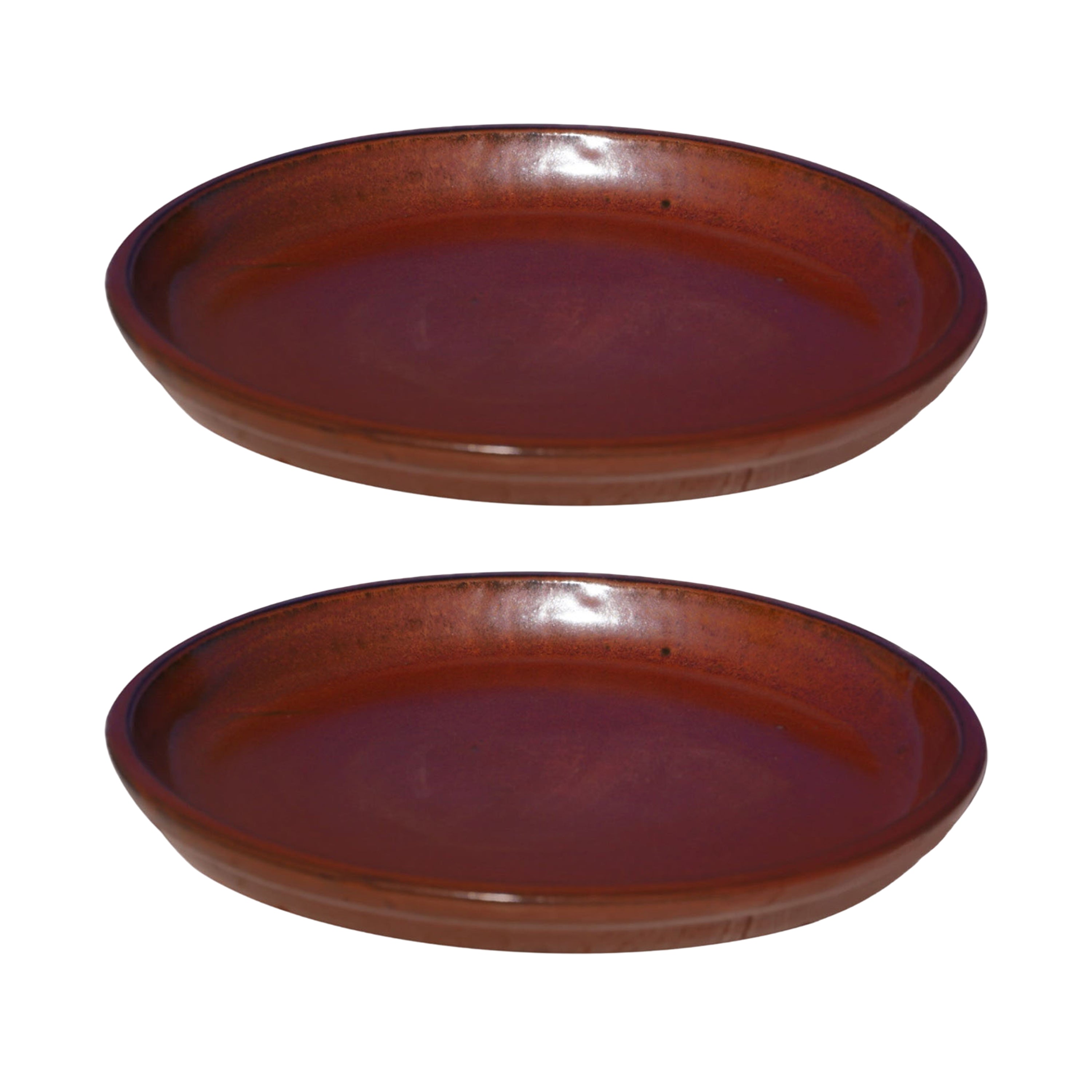 Round Copper Red Ceramic Plant Saucer