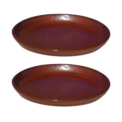 Round Copper Red Ceramic Plant Saucer