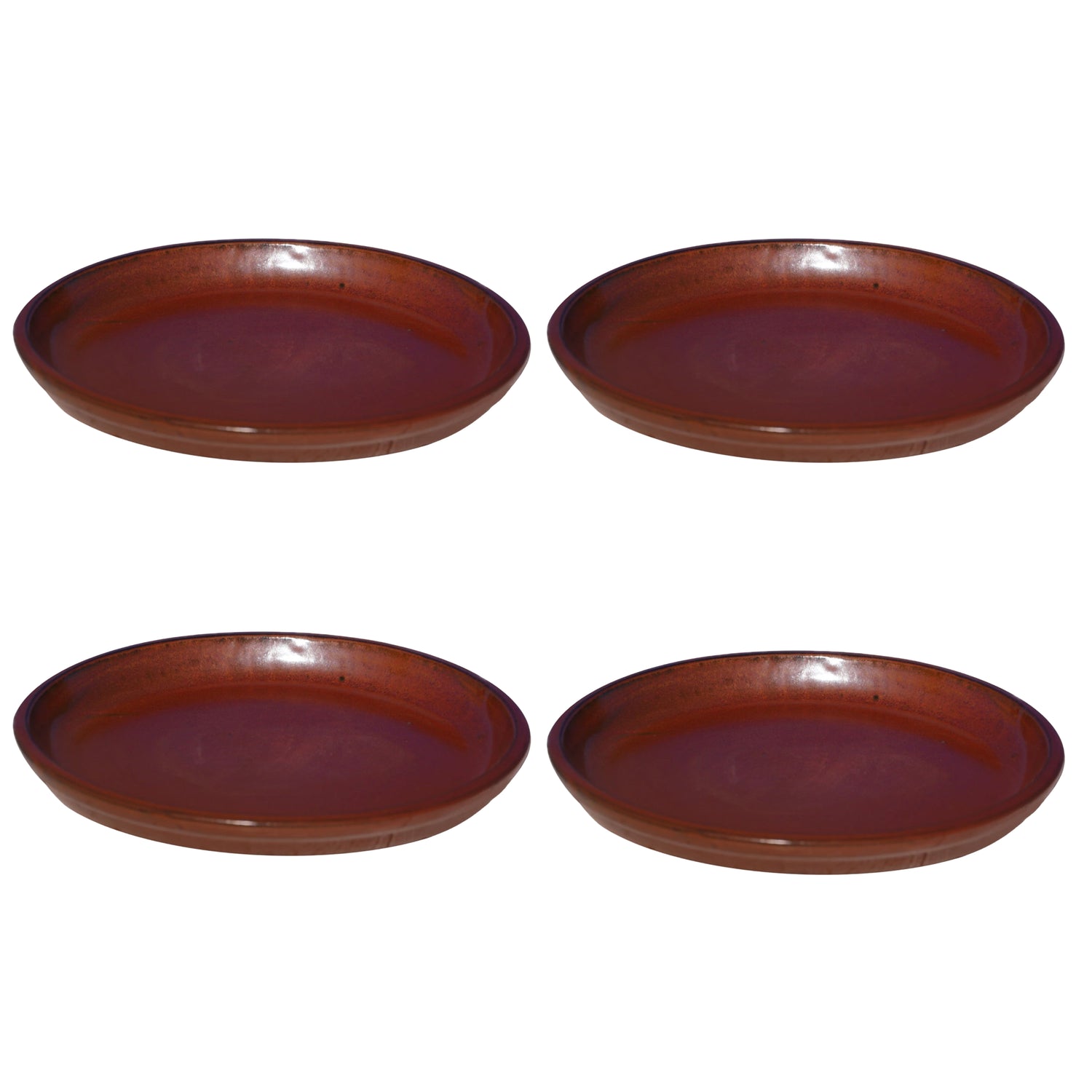 Round Copper Red Ceramic Plant Saucer