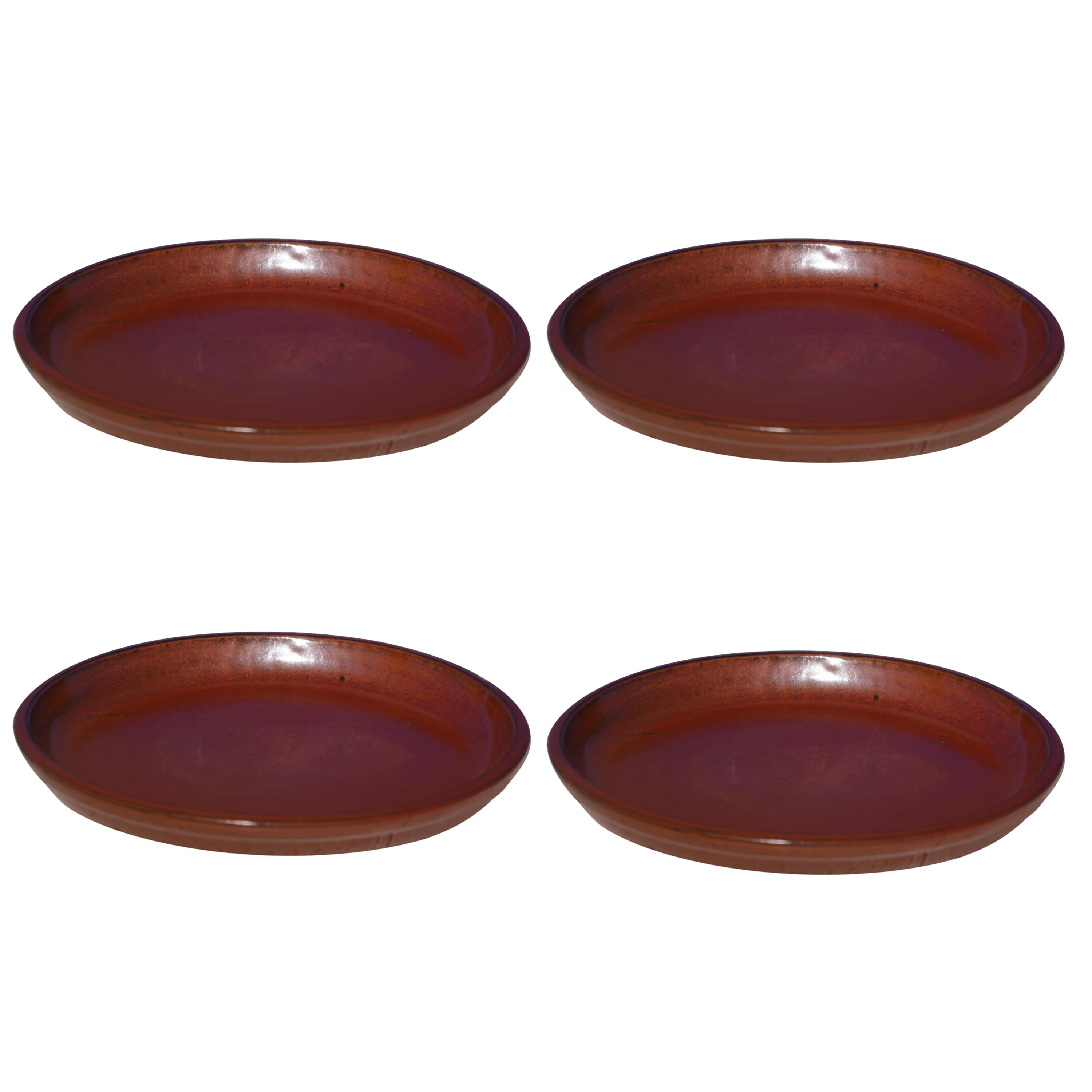 Round Copper Red Ceramic Plant Saucer
