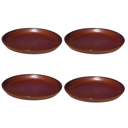 Round Copper Red Ceramic Plant Saucer