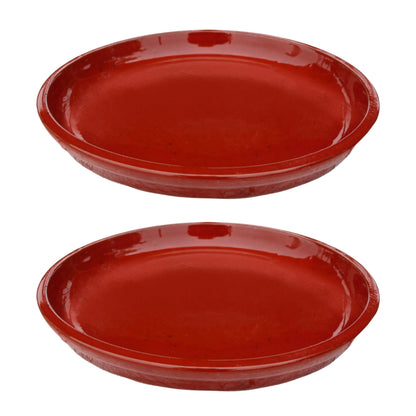 Round Chili Red Ceramic Plant Saucer